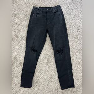 American Eagle Black Ripped Mom Jeans